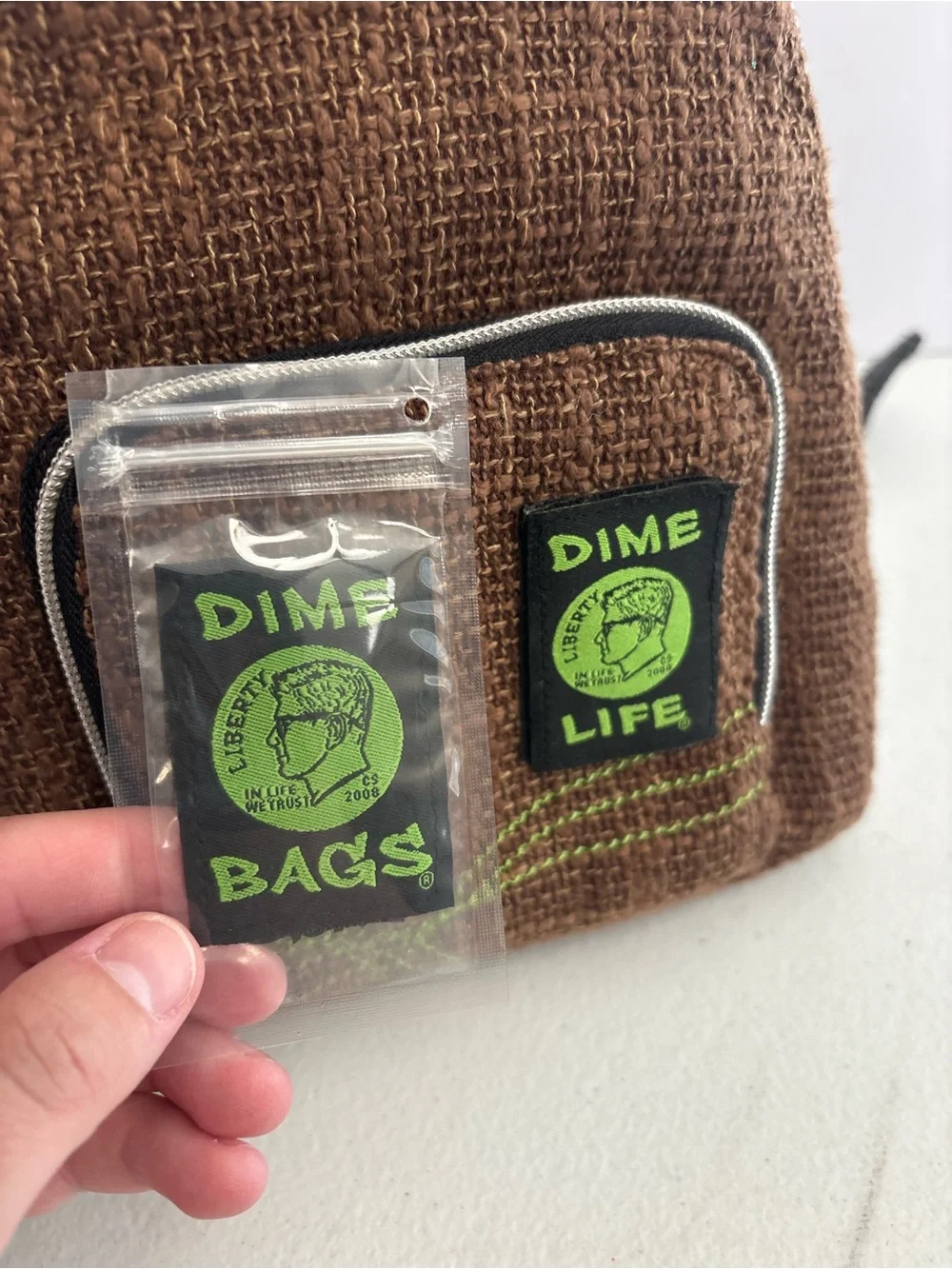 brown Dime Bags Club Kid mini backpack Earthy Canvas
